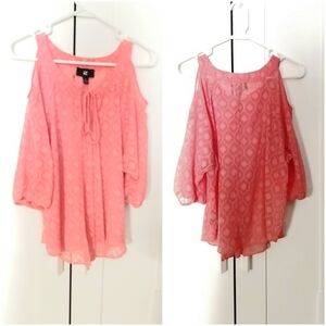 IZ Byer Orange open shoulder top , size Small